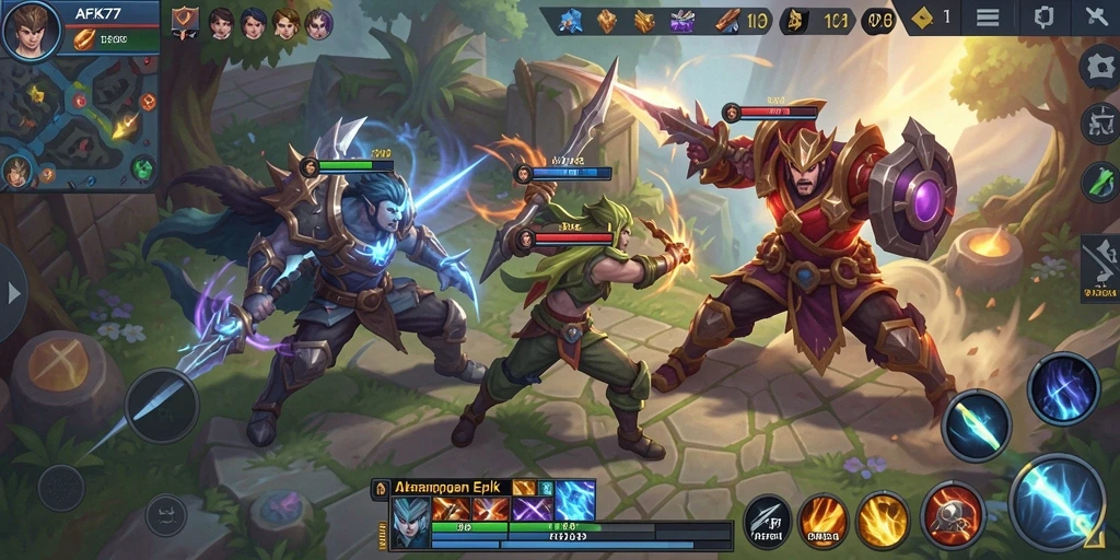 Gameplay seru dan strategis di AFK77, nikmati pertarungan MOBA.
