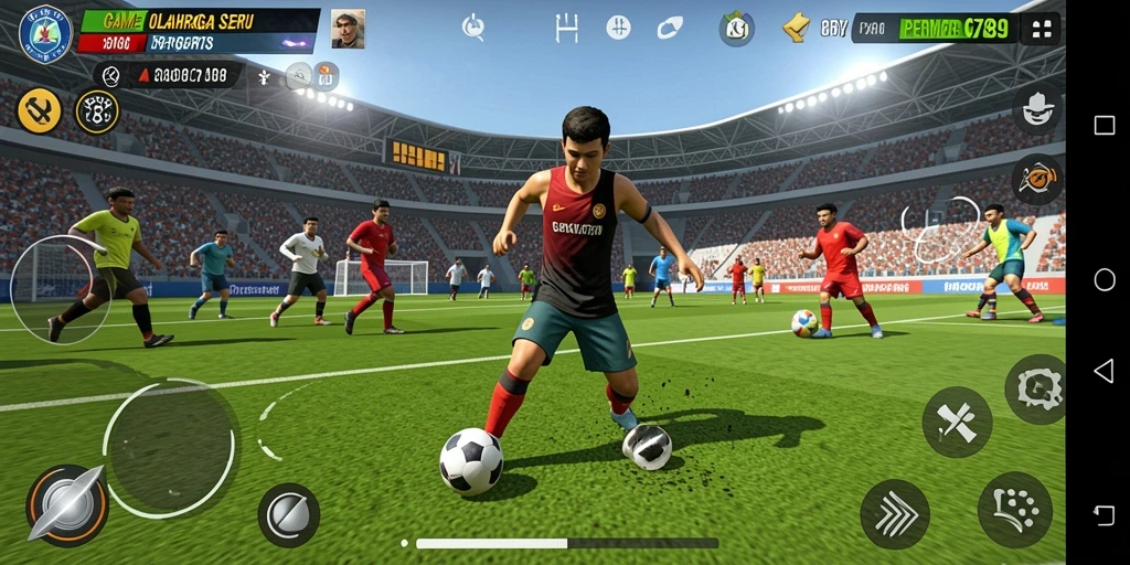 Tampak screenshot C789 menampilkan aksi seru di lapangan olahraga.