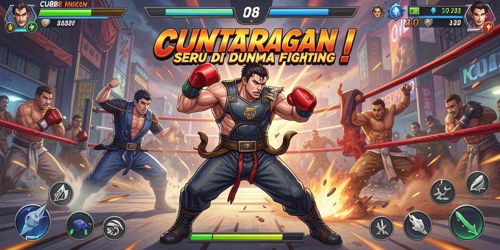 Gambaran gameplay CU888 saat karakter bertarung di arena Fighting.