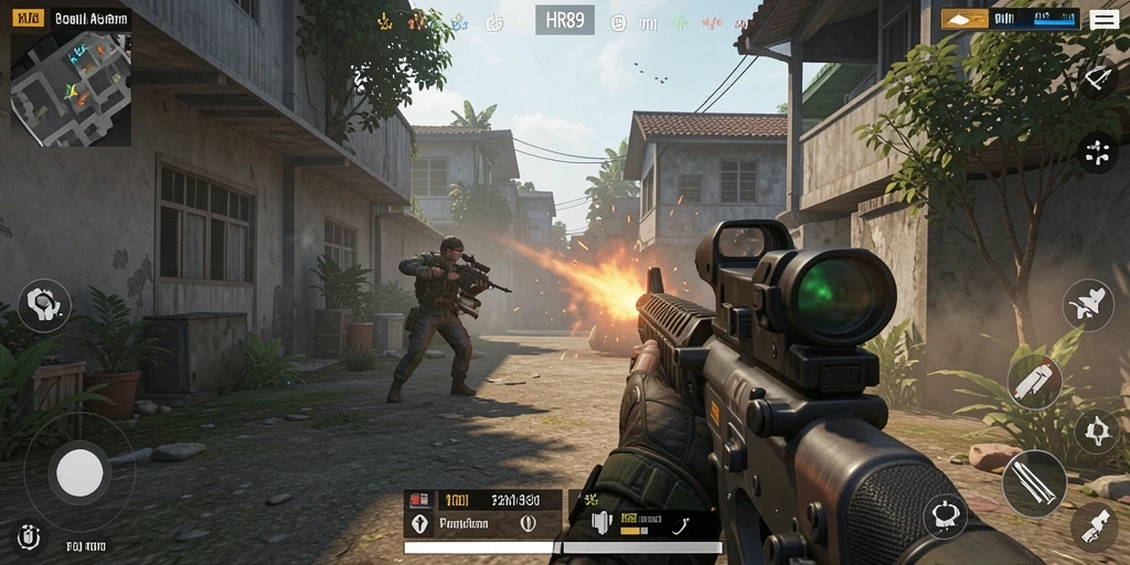 Tampilan gameplay yang intens di HR89 dengan pertempuran seru.