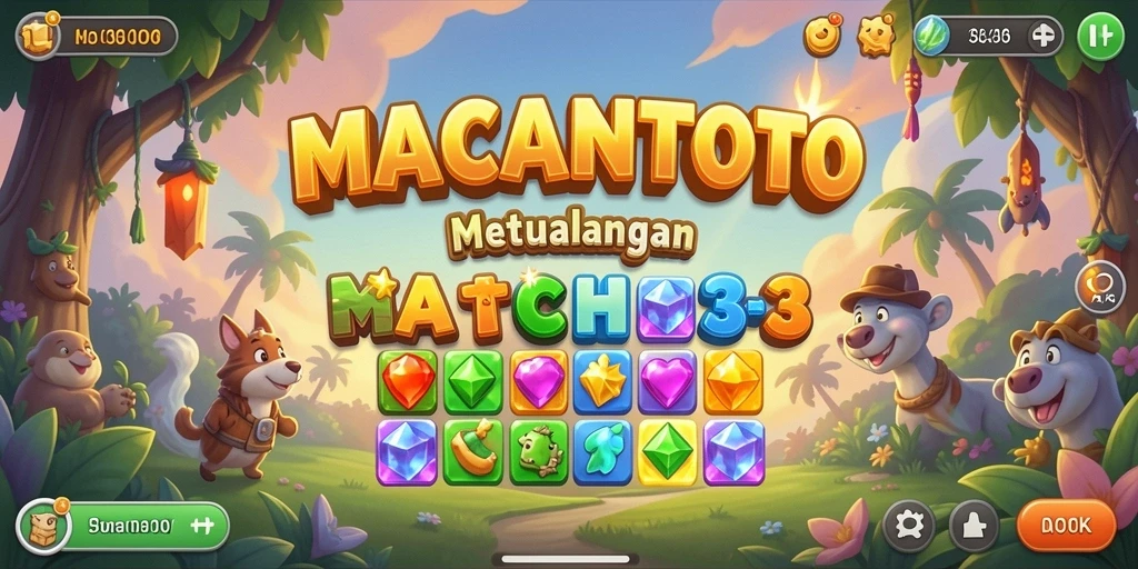Screenshot gameplay <strong>MACANTOTO</strong> menunjukkan aksi mencocokkan blok yang mendebarkan.