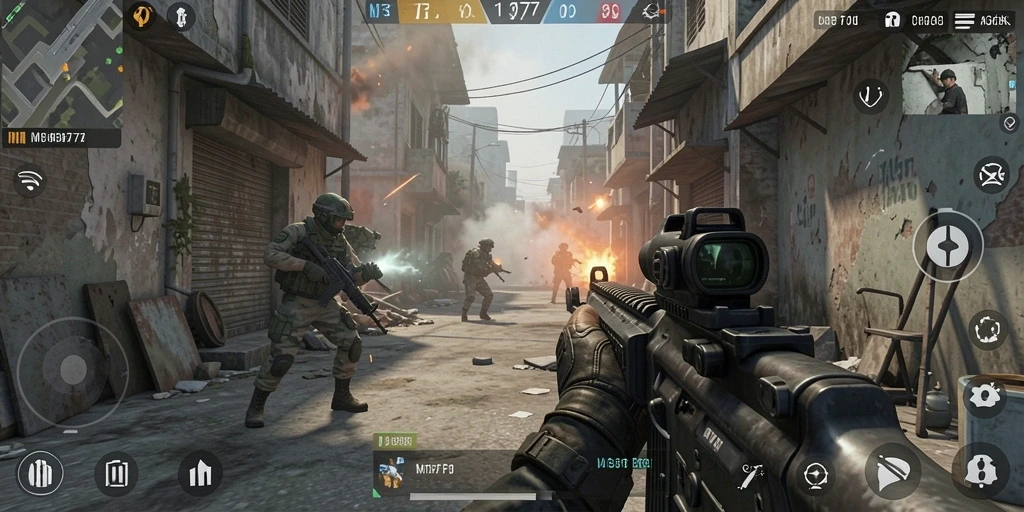 Tangkapan layar dari gameplay seru MT777 dengan aksi FPS intens.