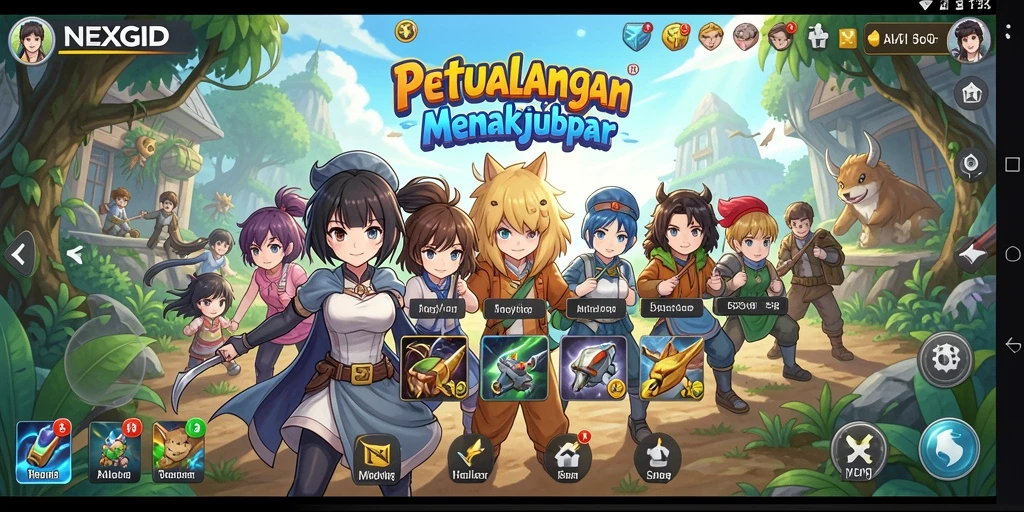 Gambaran menarik dari gameplay NEXGID yang penuh warna.