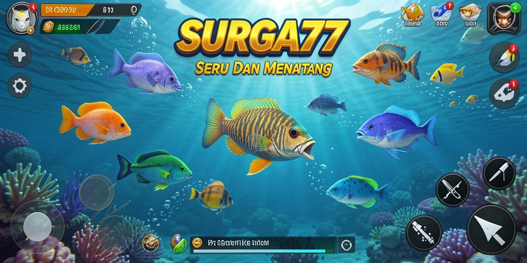 Screenshot gameplay SURGA77 menampilkan aksi menembak ikan yang seru.